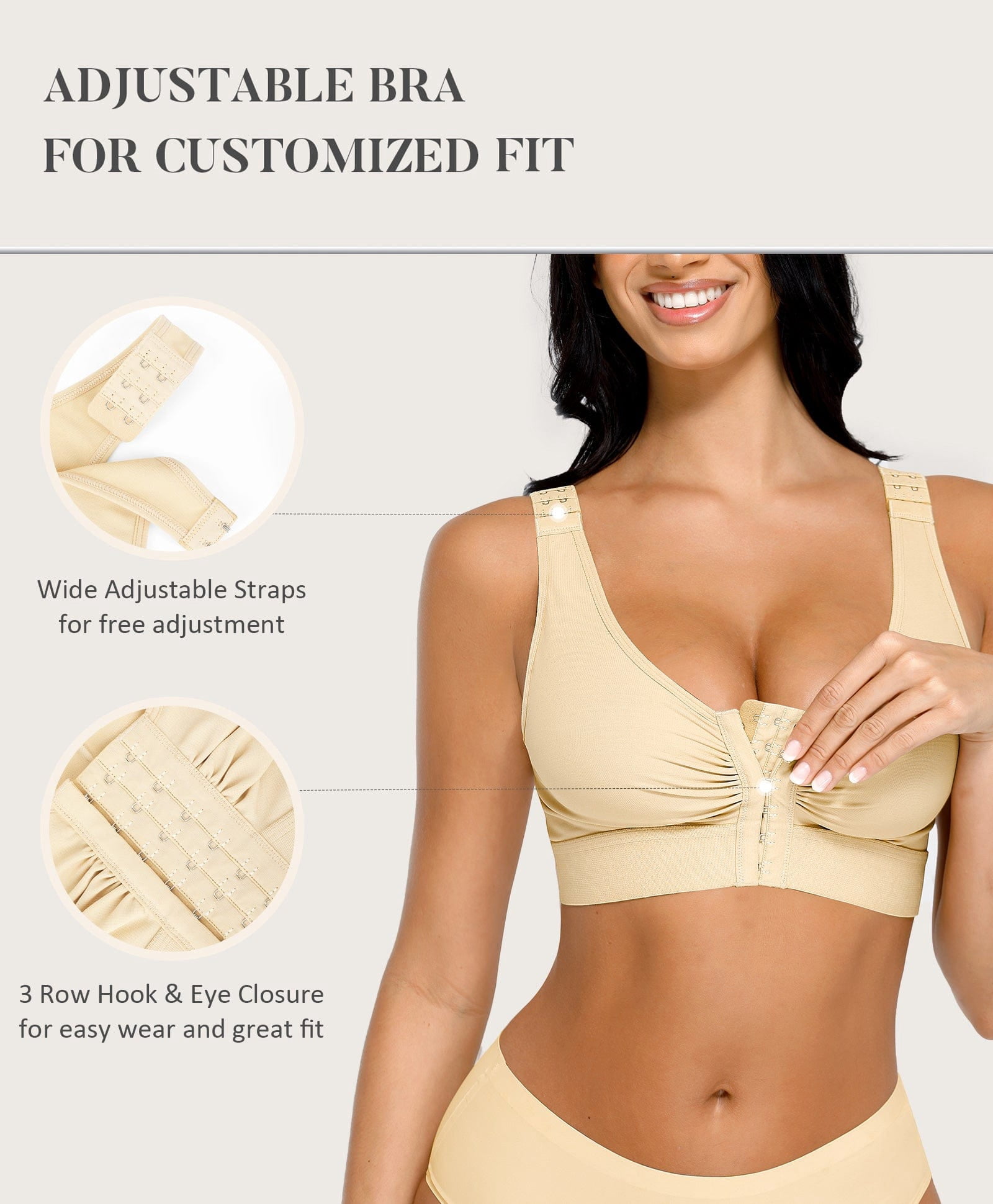 FeelinGirl Post Surgery Compression Bra with Front Closure