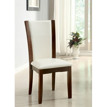 DeeHome Style Comfort Contemporary 2pcs Side Chairs Dark Cherry And White Leatherette Cushion Seat Kitchen Dining Room Furniture