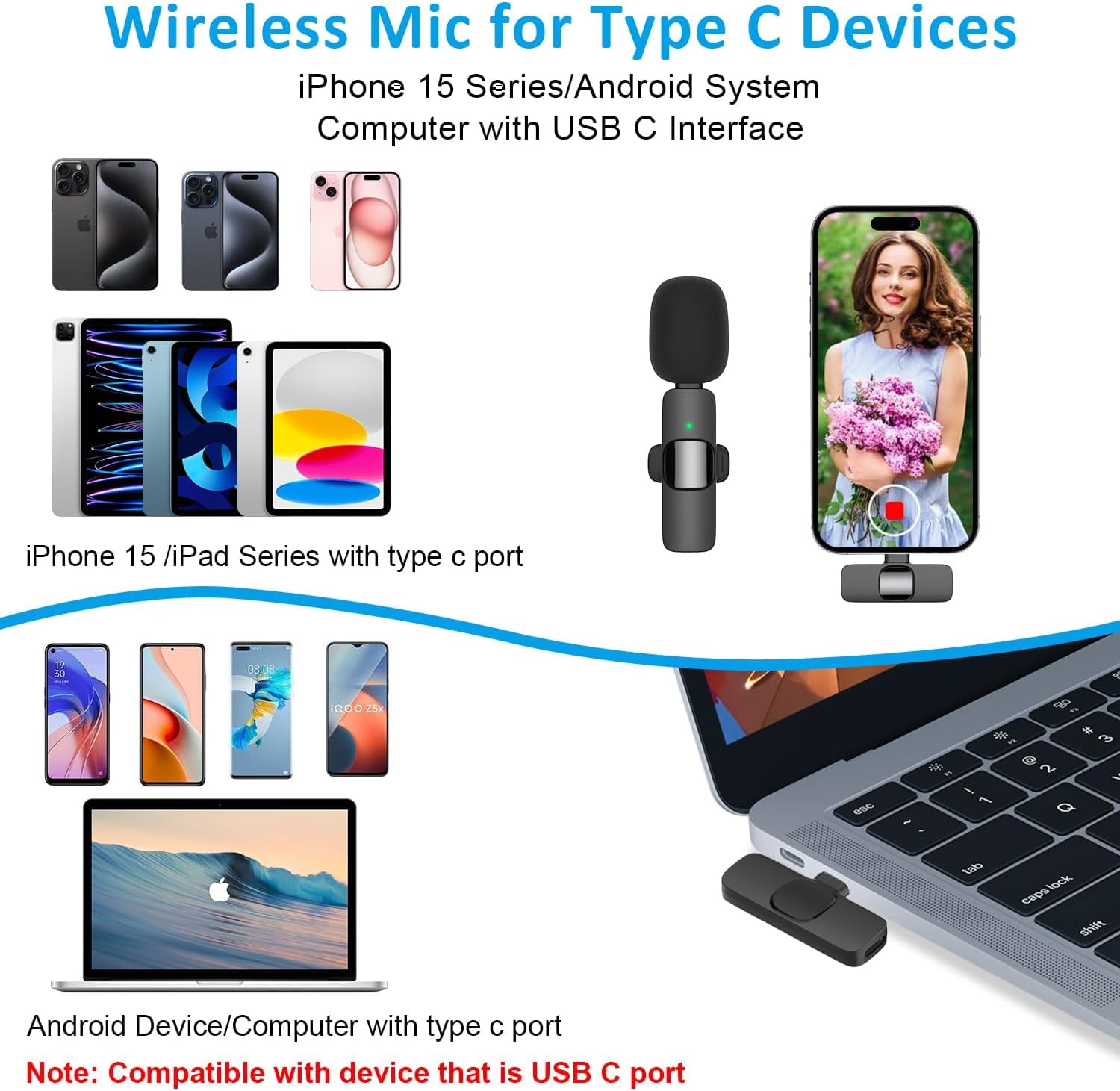 XIHAMA Professional Wireless Lavalier Lapel Microphone for iPhone, iPad - Cordless Omnidirectional Condenser Recording Mic for Interview Video Podcast Vlog YouTube