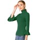thumbnail image 1 of Suéter de cuello alto de Manga Larga con volantes para Mujer Allegra K jersey de punto Elástico con corte Ajustado Verde S, 1 of 6