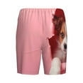 thumbnail image 2 of Lsque Puppy Peeking Through Pink Mens Sleep Pajama Shorts,Short Pajama Pants, Cotton Ultra-Soft Knit-Small, 2 of 9