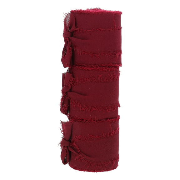 UPOUART 3Pcs Dark Red Supple Fabric Fringe Ribbons for Decorative Bowknot Making and Flower Packing