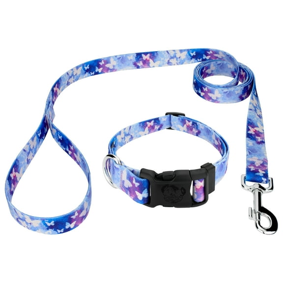 Country Brook Petz® Watercolor Butterflies Deluxe Dog Collar and Leash, Mini