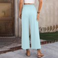 thumbnail image 2 of Women's wide-leg cropped wide-leg pants, flowy and casual , with pockets., 2 of 9
