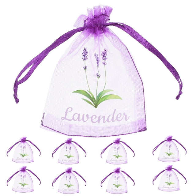 20 bolsitas de organza vacías con cordón para lavanda, hierbas y especias. Color morado.
