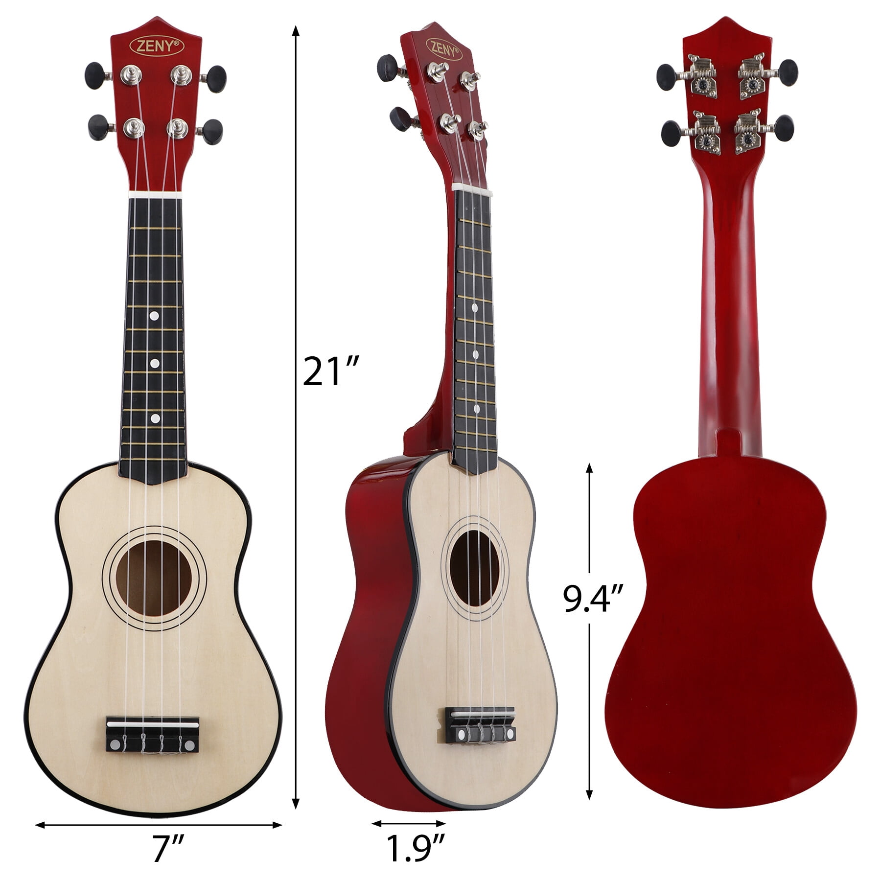 ZENSTYLE 21Inch Ukulele Kit Includes Extra String & Spare Picks Perfect for Beginners