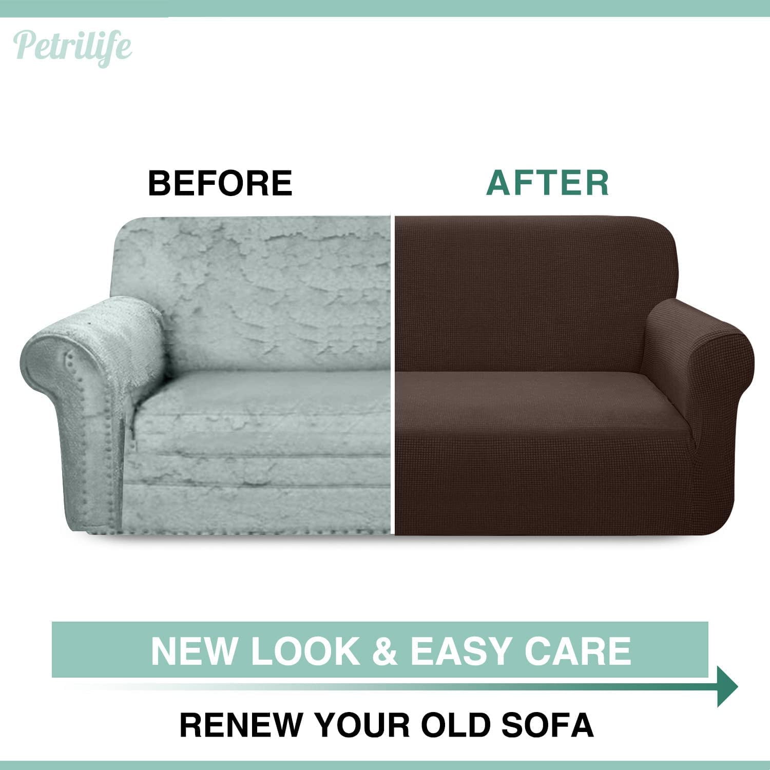 Yumcute Waterproof Sofa Cover Stylish Stretch  Sofa Cover High Stretch Couch Slipcover Super Soft Fabric Couch Covers L Coffee