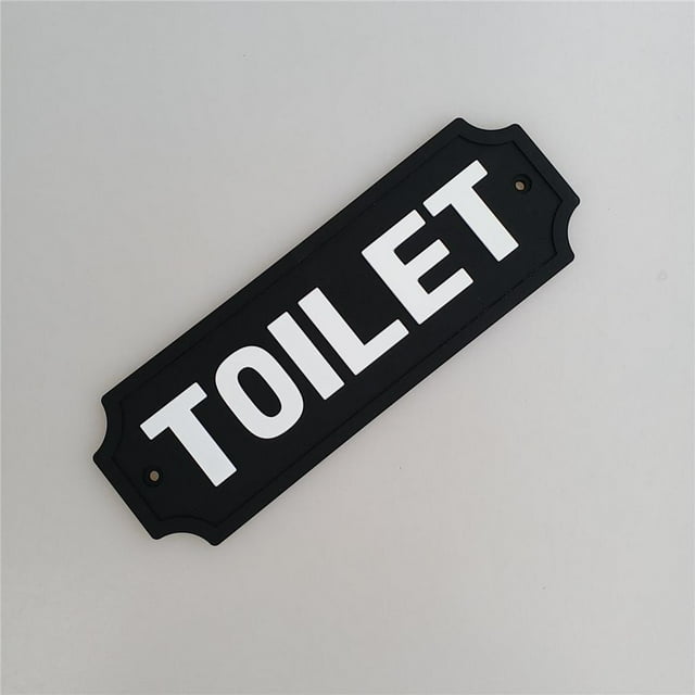 Letrero de puerta de , letrero de licencia de pared de decoración para hogar de , fondo negro con letrero de `` INODORO '' de fuente CUTICAT Signo de la puerta del inodoro