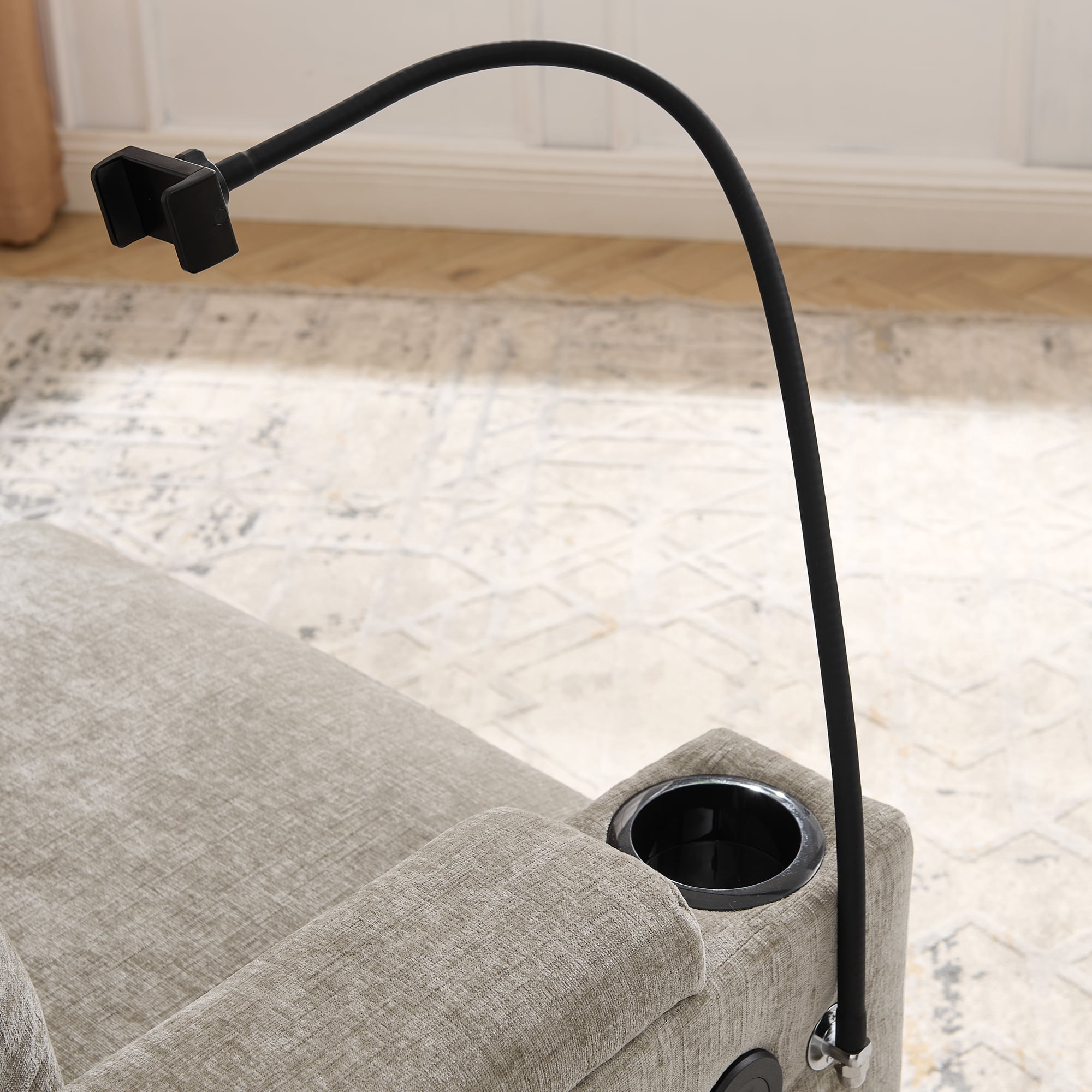 Recliner Chair with Adjustable Backrest, Cup Holders, USB Charging Port, Phone Stand, Arm Storage and Storage Ottoman