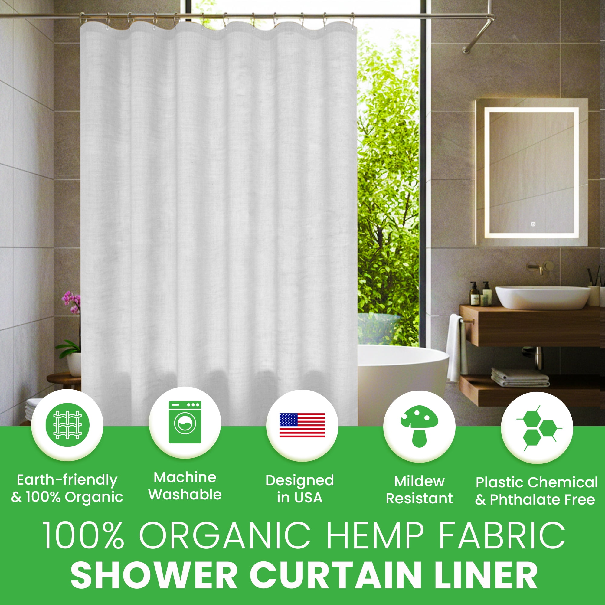 Natural Hemp Stall Shower Curtain - Thumbnail 2
