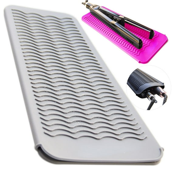 Professional Silicone Heat Resistant Mat Pouch for Hair Straightener, Curling Iron and Flat Iron, Portable Travel Mat and Cover for Hair Styling Tools, Grey