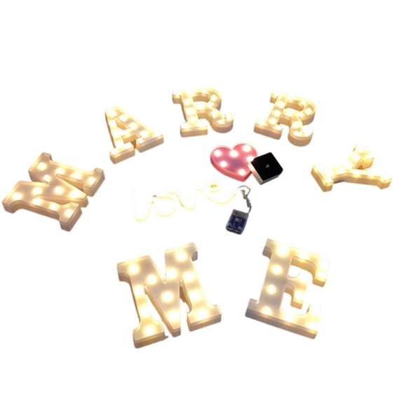 Romantic Proposal Decor Set Led Candle & Letter Heart String Lights For Anniversary Birthday Party, Includes G7 Letter Lights Heart Light & Button Batteries (18 Pack)