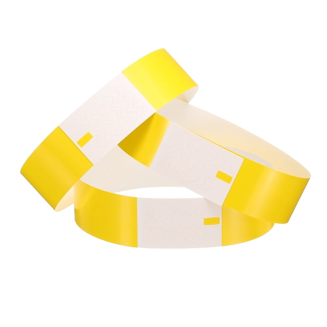 Uxcell 100Pcs Pulseras de papel para eventos, impermeables, previenen la reutilización, pulsera de identificación para eventos, fiesta, concierto, entrada al bar (Amarillo Fluorescente)