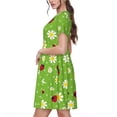 thumbnail image 2 of Rocae Daisies And Ladybugs for Dresses Summer Casual Ruffle Short Sleeve Cute Crew Neck Flowy Dress with Pockets, 2 of 6