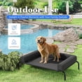 thumbnail image 4 of Elevated Dog Bed for Large Dogs, Cooling Raised Dog Cot with Bolsters, Breathable Pet Bed for Outdoor, 47.75" x 31", Black, 4 of 14