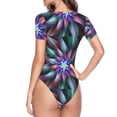 thumbnail image 3 of Uemuo Colored Abstract Pattern Women's One Piece Short Sleeve Swimsuit Rash Guard Surfing Modest Quick-drying Swimsuit Beach Essentials-XX-Large, 3 of 9