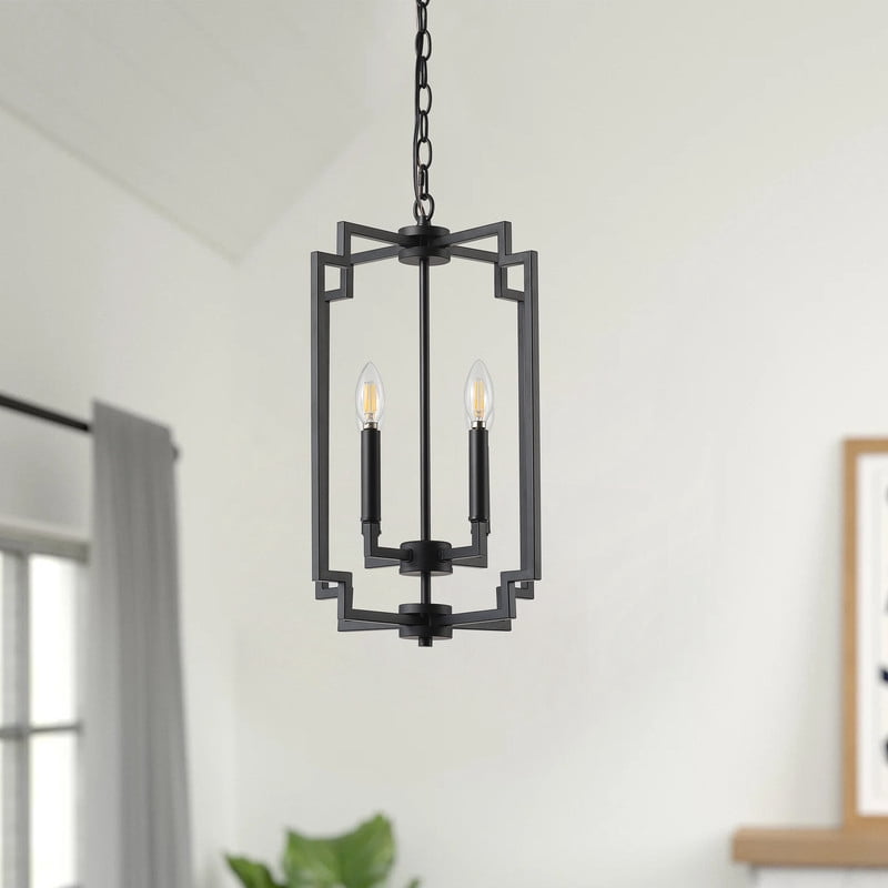 Matte Black Kitchen Island Pendant Lighting Industrial Hanging Light Fixture with Adjustable Chain for Dining Room - 13.9 IN