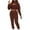 Brown, variant on Lovzfmll 3 Piece Sets for Women, Cropped Tank Tops Long Sleeve Sweatshirt and Pants Set, Solid Color Casual Outfits Matching Sets