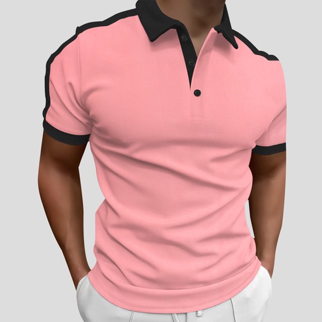 AherBiu Mens Golf Shirts Button Short Sleeve Tee Shirts Casual Basic T Shirts Lightweight Summer Solid Shirt