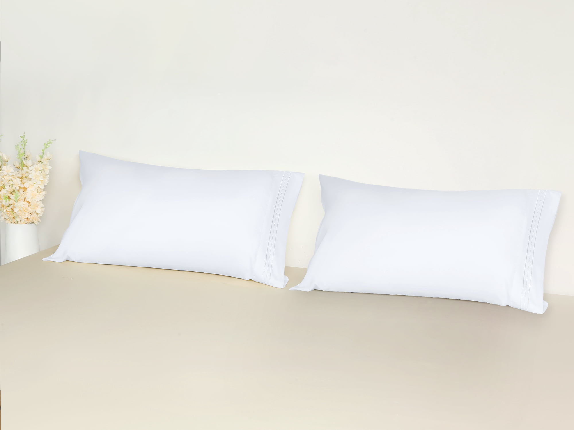 Unique Bargains 2 Pack Polyester Pillow Cases Pillow Covers Queen White