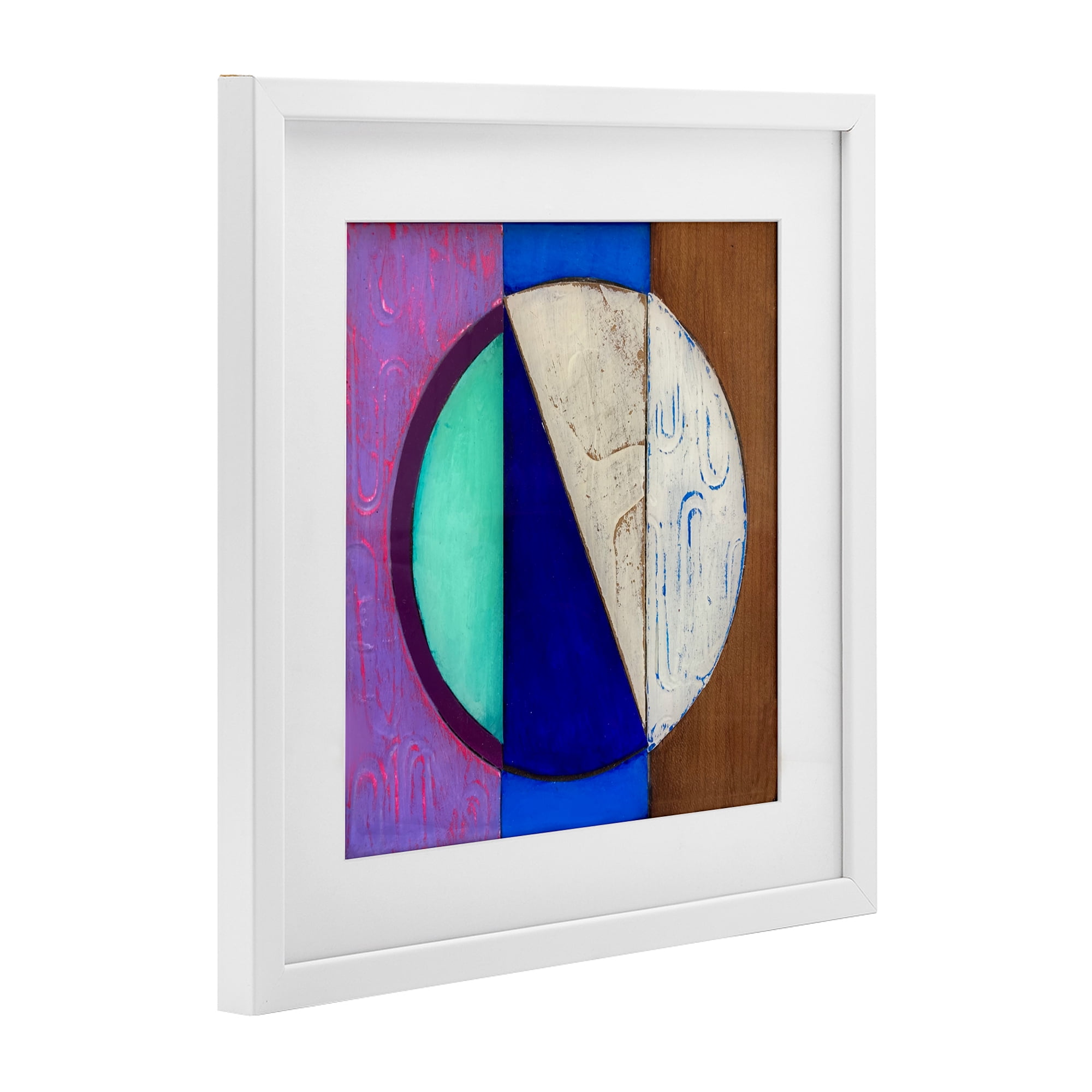 Stupell Industries Structured Blue & Purple Circle White Framed Print Under Glass, design by Matthew Finger