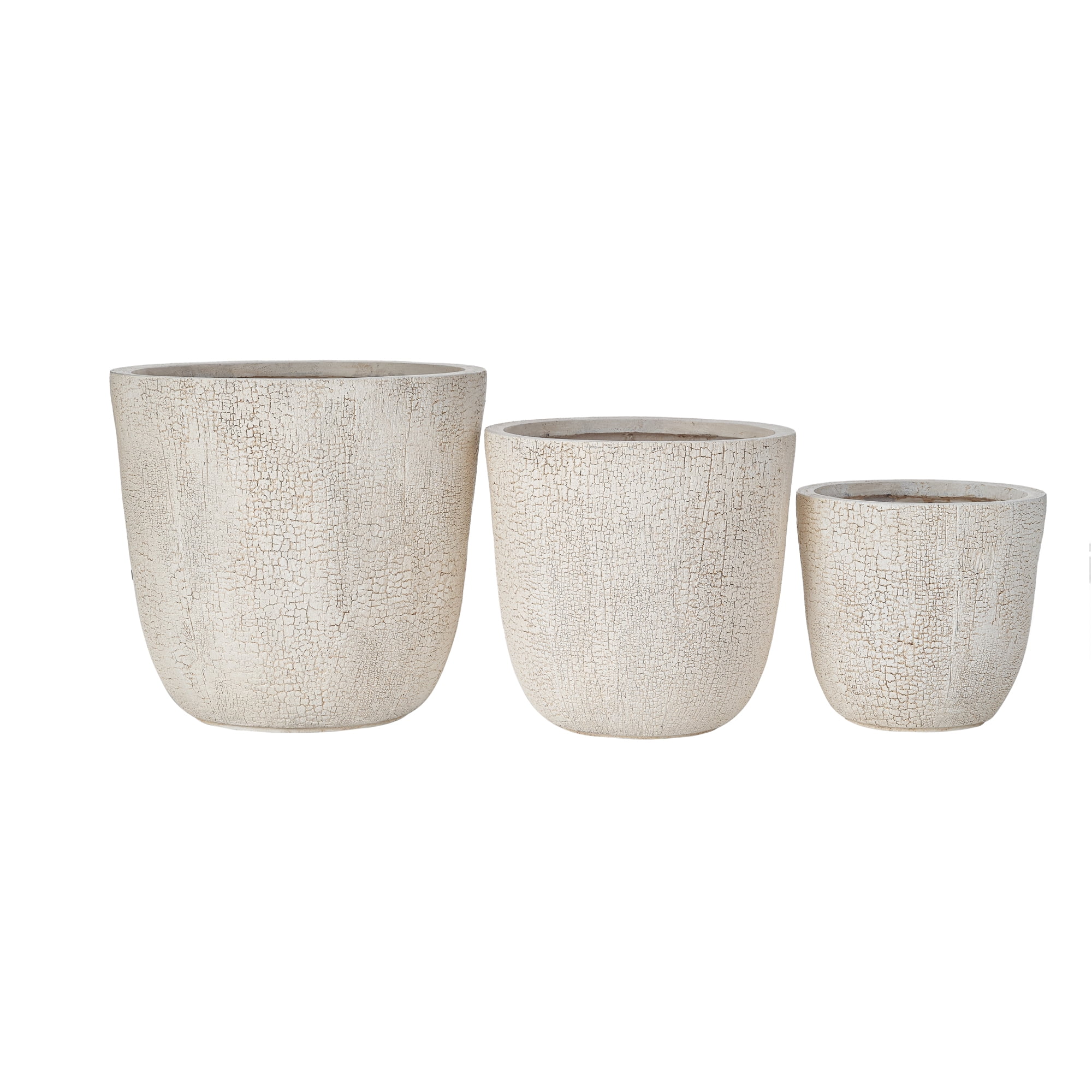 Harper & Bright Designs 3 Pieces Outdoor Concrete Planter Set, Patio Flower Pots Stone-Look Textured with Drainage Holes and Rubber Plug for Garden Poolside, Beige