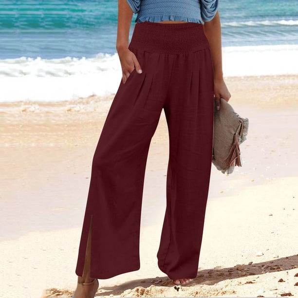 Pantalon Femme Été En Lin Yuson Girl - Taille Haute, Large, Élastique, Poches