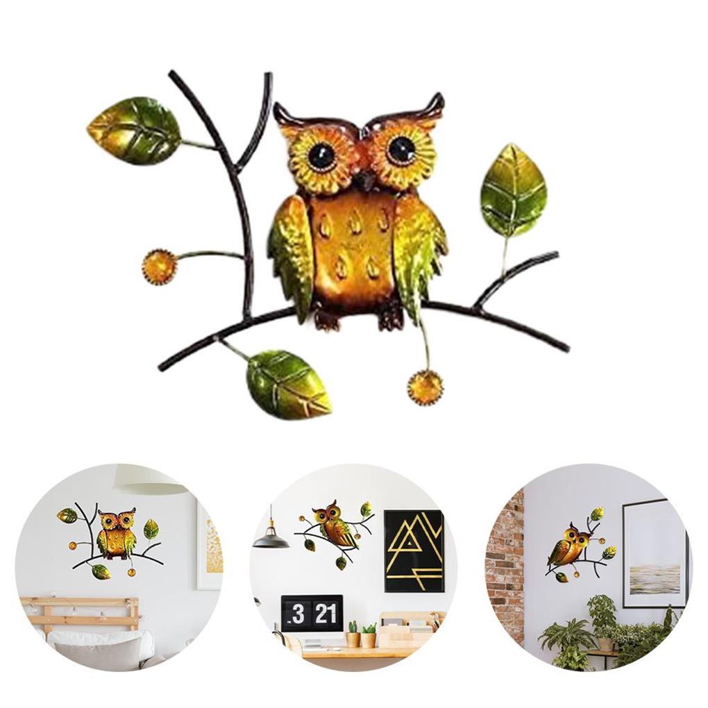 DTOWER Owl Wall Decor Lovely Owl Background Wall Metal Wall Hanging