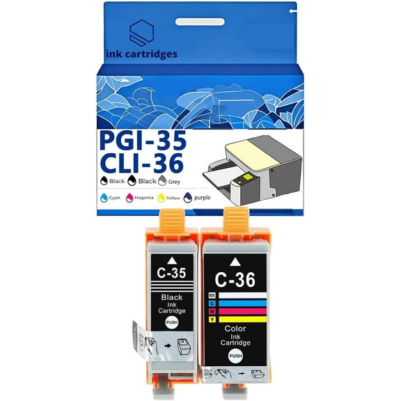 PGI-35BK CLI-36C PGI35 CLI36 Ink Cartridges Compatible for Canon TR150 IP110 IP100 Mini260 Mini320 Printers, Leak-Proof Design Crisp Printing