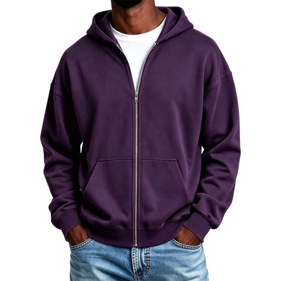Mens Zip Up Sweatshirts Y2K Hoodies Work Athletic Lightweight Comfortable Vintage Streetwear with Pocket XL