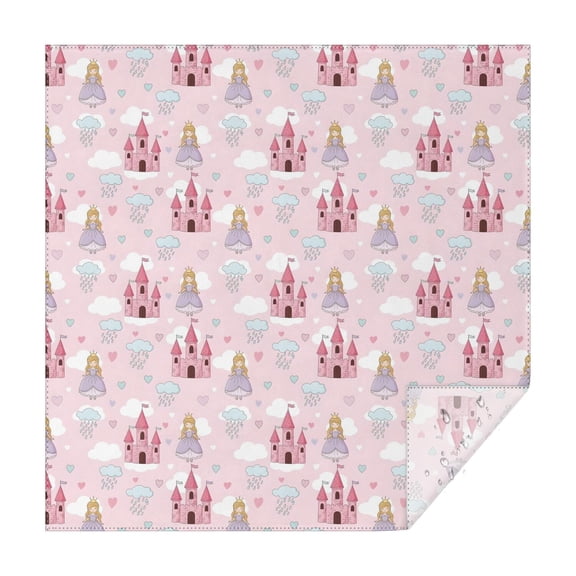 Princess Castle Cloud Pattern Square Tablecloth,Waterproof Square Table Cover,Wipeable Spillproof Washable Table Cover for Home Kitchen Party Decor 42"X42"(107x107cm)