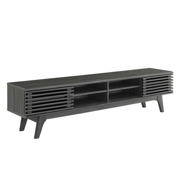 Modway Render 70"W Modern Wood TV Stand for TVs up to 78" in Charcoal