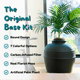 thumbnail image 4 of Good Pet Stuff Hidden Cat Litter Box Enclosure with Artificial Plant, Odor Filter System, Original Round Planter, Base Kit, Black Suede, 4 of 17