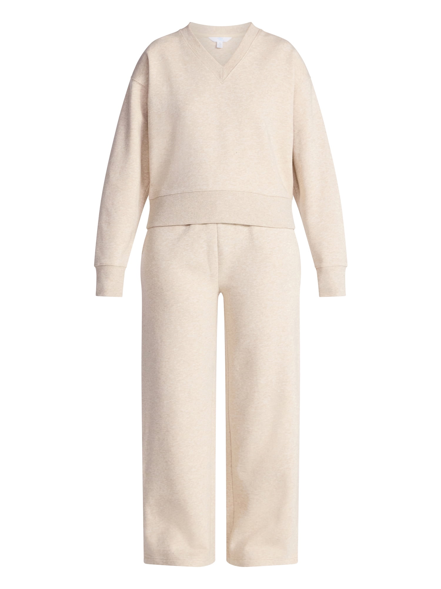 Time and Tru Women's and Women's Plus V-Neck Sweatshirt and Pants Set, 2-Piece, Sizes XS-4X