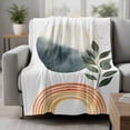 thumbnail image 2 of Boho Botanical Leaves Blanket Soft Cozy Warm Throw Blanket for Couch, Plush Fuzzy Flannel Fleece Blankets for Sofa, Modern Abstract Art Stripe Circle Bed Blankets Lightweight Gifts for Women, 30"x40", 2 of 9