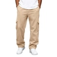 thumbnail image 3 of UDAUDU Men's Casual Cargo Sweatpants Baggy Elastic Waist Storage Pockets Soft Sweat Pants Trousers for Streetwear Loungewear Beige 3XL, 3 of 9
