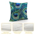 thumbnail image 4 of YINGXI  Green and Blue Peacock Feathers Pillow Covers Decorative Throw Pillowcase  Square Couch Cushion Cover for Home Decor Sofa Living Room Bed Car Sofa 20x20in, 4 of 5