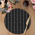 thumbnail image 3 of Black Striped Round 13 Inch Placemats Set of 6, Modern Abstract Art Geometric Stripes HeatResistant Non Slip Place Mats for Dining Table, Wipeable Braided Kitchen Table Mats for Housewarming, 3 of 9