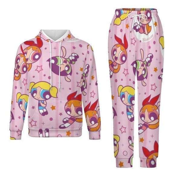 The Powerpuff Girls Unisex Adult Sweatsuits Hoodie & Sweatpants Long Sleeve Hooded Sweatshirt Matching Joggers Tracksuit Sets 2XS