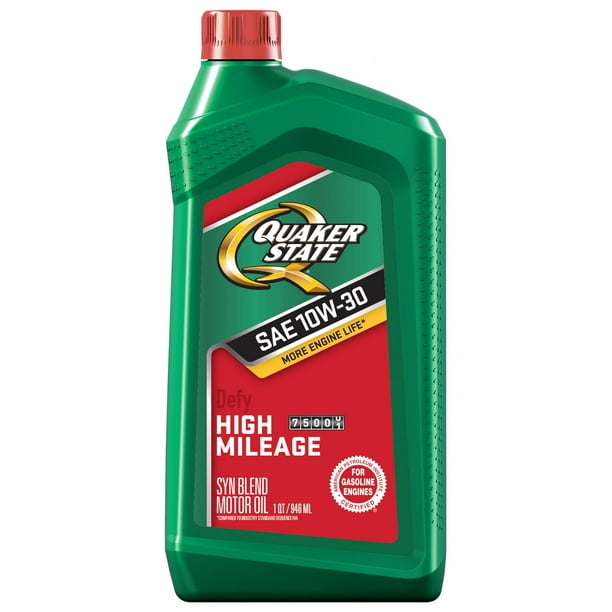 Quaker State High Mileage 10W30 Synthetic Blend Motor Oil, 1Quart