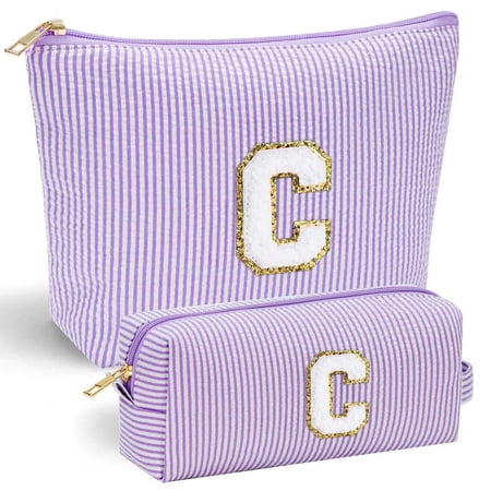 YOOLIFE Bridesmaid Gifts for Wedding Day Bridesmaid Gifts | Bridesmaid Proposal Gifts Unique Gifts | Preppy Makeup Bag 30th Birthday Gifts for Her | Makeup Organizer Bag Preppy Stuff C- Purple
