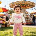 thumbnail image 6 of CAICJ98 Newborn Infant Baby Girl Clothes Fall Winter Outfits Infant Long Sleeve Romper Pants Cute Toddler Girl Clothes Gift Set (Pink,0-3 Months), 6 of 7