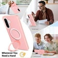 thumbnail image 4 of Magnetic Matte Phone Case with Ring Kickstand for Samsung Galaxy A36 5G (6.7"), Compatible with MagSafe and Magnetic Car Mount/Power Bank, Anti-Scratch, Protective Translucent Back Cover, Pink, 4 of 6
