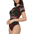 thumbnail image 2 of Daiia Wonderful Time Christmas print Women's Crew Neck Short Sleeve Bodysuit Fashion Tops Fit Casual Basic Extender Bodysuit-Medium, 2 of 9