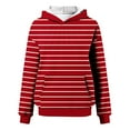 thumbnail image 7 of Womens Hooded Crewneck Sweatshirts, Hoodies for Women Fall Fashion Loose Fit Striped Printed Long Sleeve Pullover with Pockets S-3XL, 7 of 7