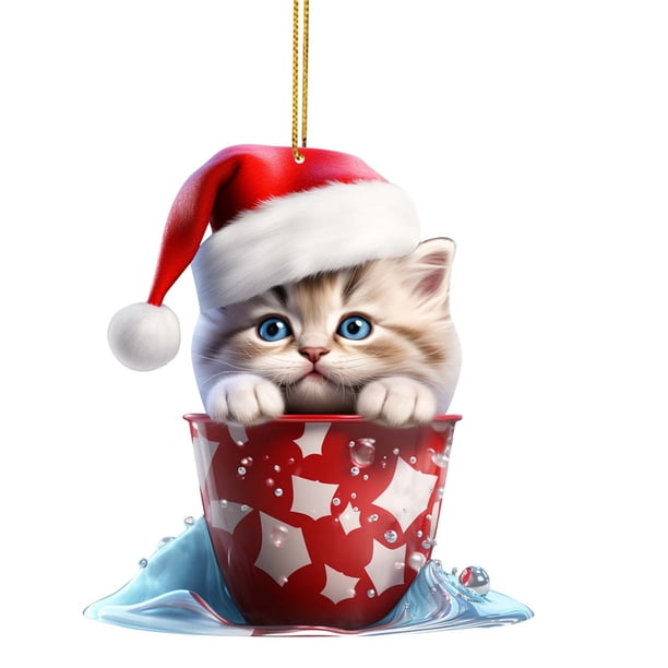 Colgante De Gato Bonito Colgante De Árbol De Navidad Colgante Para Coche Colgante Para Bolso Colgante De Árbol De Navidad Plano Acrílico