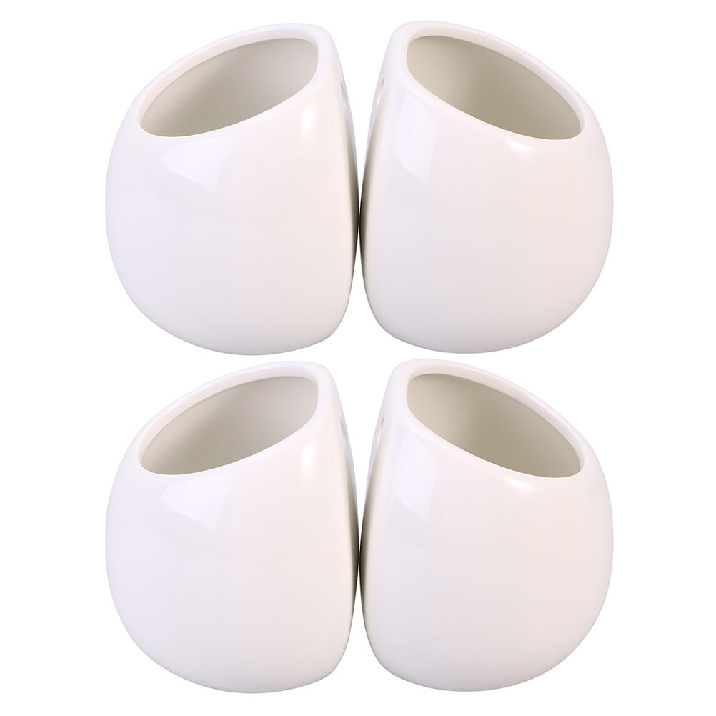 Yongwei 4pc Ceramic Hanging Wall Planter Modern Flower Pots White