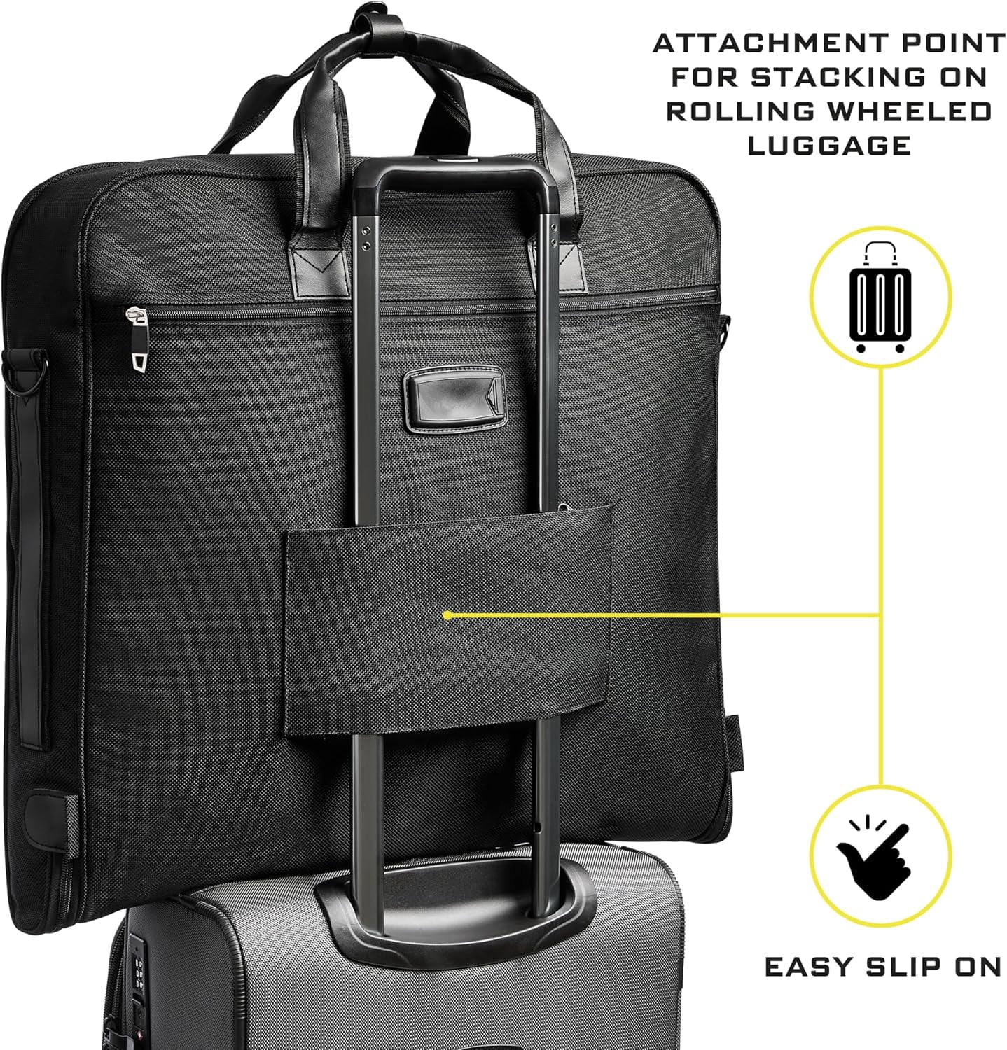 ZEGUR 40-Inch 3 Suit Carry On Garment Bag for Travel or Business Trips - Features an Adjustable Shoulder Strap and Multiple Organization Pockets - Black