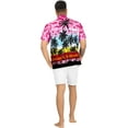thumbnail image 2 of HAPPY BAY Men's Hawaiian Shirts Short Sleeve Button Down Shirt Mens Holiday Shirts Summer Beach Casual Aloha Tropical Shirts for Men Funny 4XL Island View, Pink, 2 of 6
