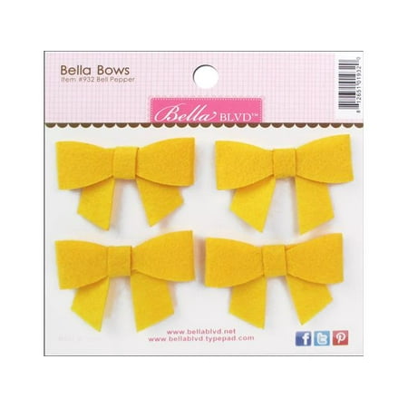 Bella Bow - Bella Felt Bows 2 Inch X 1.5 Inch 4/Pkg-Bell Pepper